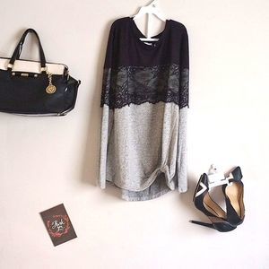 NWT Maurices Black & Gray Laced Long Sleeve!*